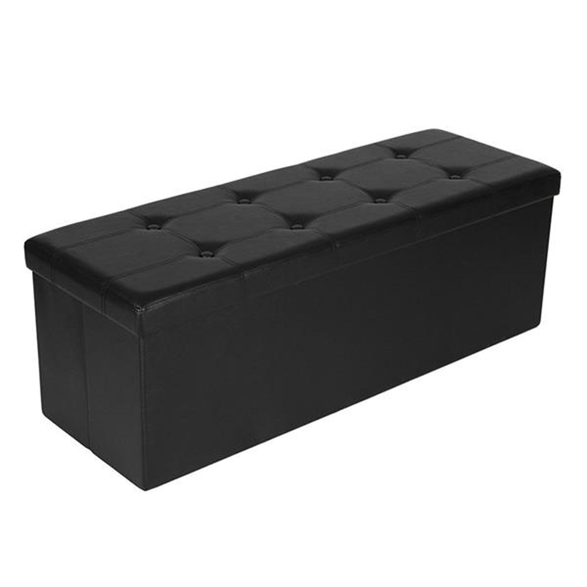 COUTEXYI Folding Storage Ottoman, PVC Leather Footrest with Sponge