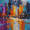 Abstract Cityscape, variant on Volcanic Eruption Canvas Art Print, Wall Decor for Living Room, Bedroom, Office, Home Decoration