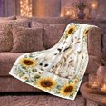 thumbnail image 5 of Three Goats Posed Together Among Golden Sunflowers, Soft Flannel Blanket with Pastoral Animal Watercolor Print, Housewarming Gift and Home Decor for Bedroom and Living Room, 5 of 7