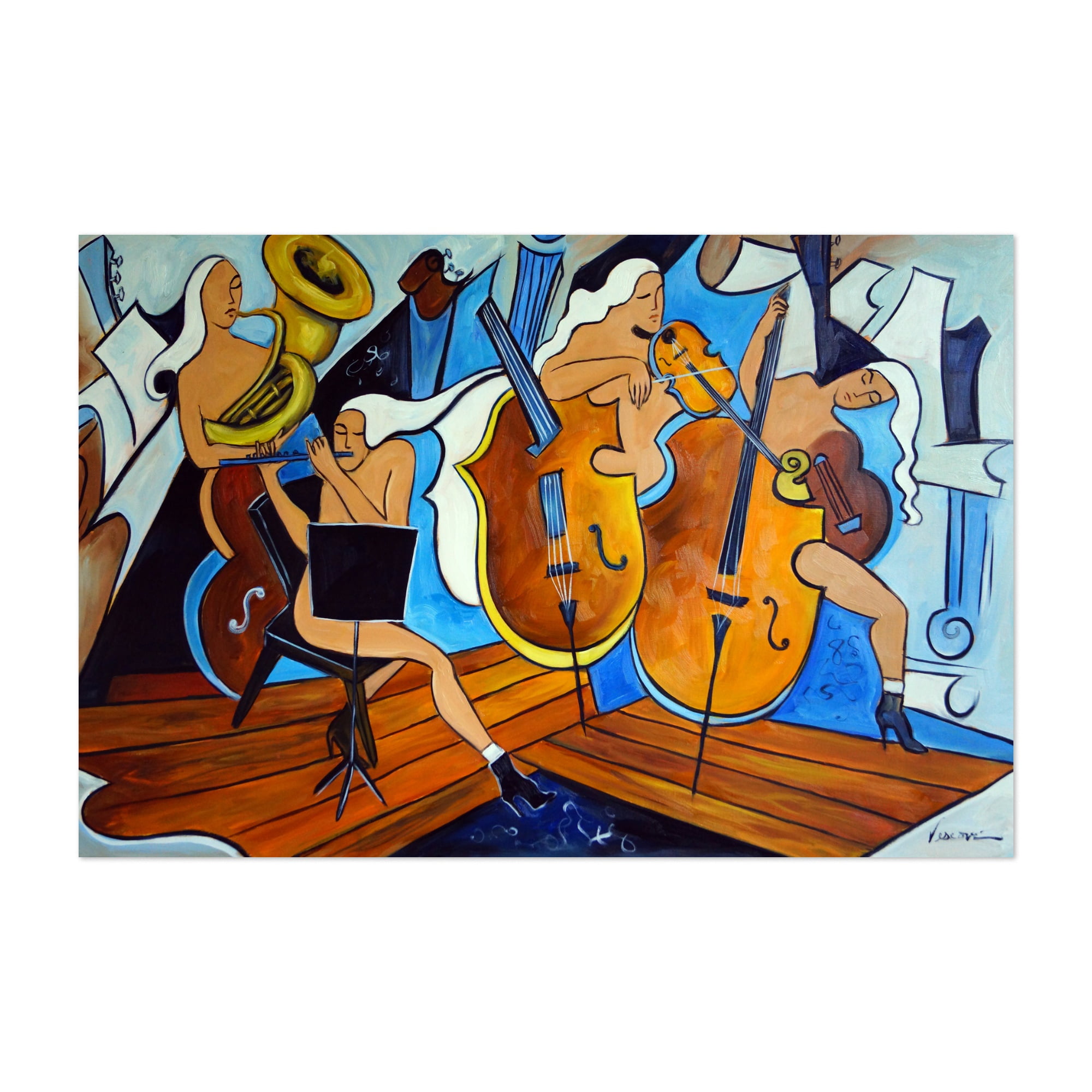 DIY Paint by Numbers for Adults DIY Canvas Painting by Numbers for Adult Kids 16 W x 20 L-Abstract Cello Musical Instrument_Framed