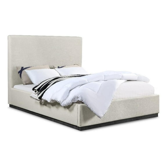 Meridian Furniture Alfie Beige Linen Textured Fabric King Bed