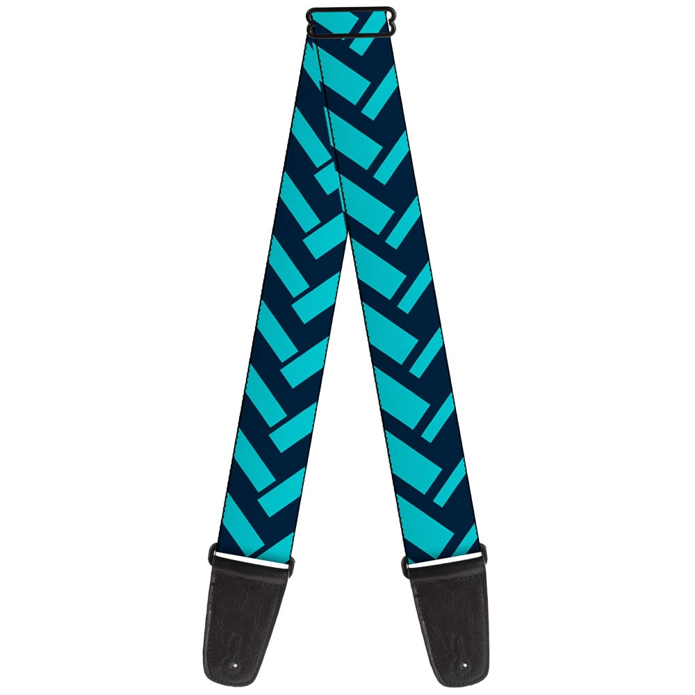 Buckle-Down Guitar Strap, Jagged Chevron Navy Turquoise, 2 Inches Wide