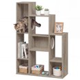 thumbnail image 1 of Gymax Bibliothèque Moderne pour Chat avec 2 Trous Ronds Dispositif Anti-Basculement pour Salon Gris Oka, 1 of 10