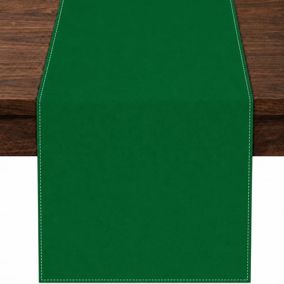 Tournament Table Runner Green Color Fabric Table Dress for Dining Room, Kitchen, Wedding, Holiday, and Everyday Rustic Home Decor (13" x 72")