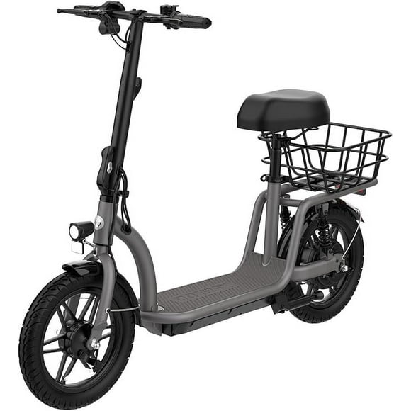 GOTRAX FLEX CAMPUS Trottinette Électrique pour Adultes avec Siège, 14 Pouces/350 W (Pic 500 W)/25 Km/h Trottinette Électrique Pliable pour Navette avec Panier de Transport Noire