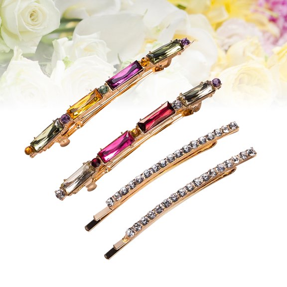 LITINKIMI 4pcs Sparkly Barrettes Hair Clips for Women Vintage Style Hair Accessories Headwear