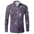 thumbnail image 3 of CONZONE Mens Buttons Down Shirts Long Sleeve Shirts For Men Trendy Carnival Sequins Graphic Lapel Soft Lightweight Tops, 3 of 4