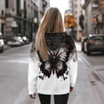 thumbnail image 3 of COEQINE Pullover Sweatshirts Oversized Tops Lightweight Women's Hoodies Black Butterfly Fit Long Sleeves Casual Wear Cozy Soft Crewneck Fashion Y2K Printing Loose Hooded Outfits, XL, 3 of 7