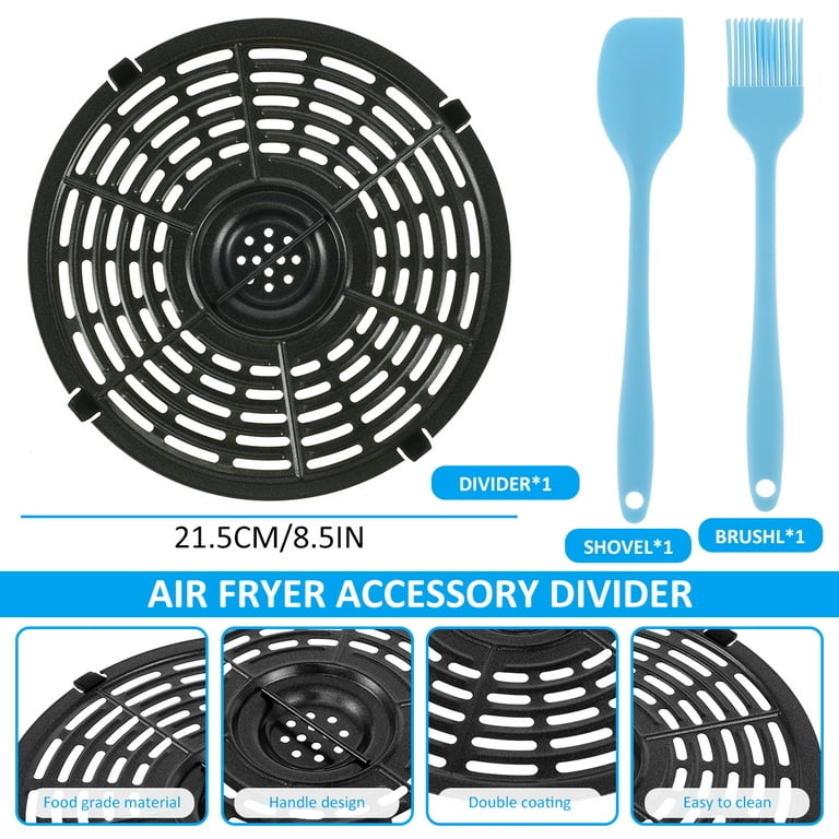Air Fryer Plate,Air Fryer Grill Pan with Brush and Scoop Stainless Steel  Air Fryer Tray Nonstick Air Fryer Plate with Handle Multipurpose Air Fryer