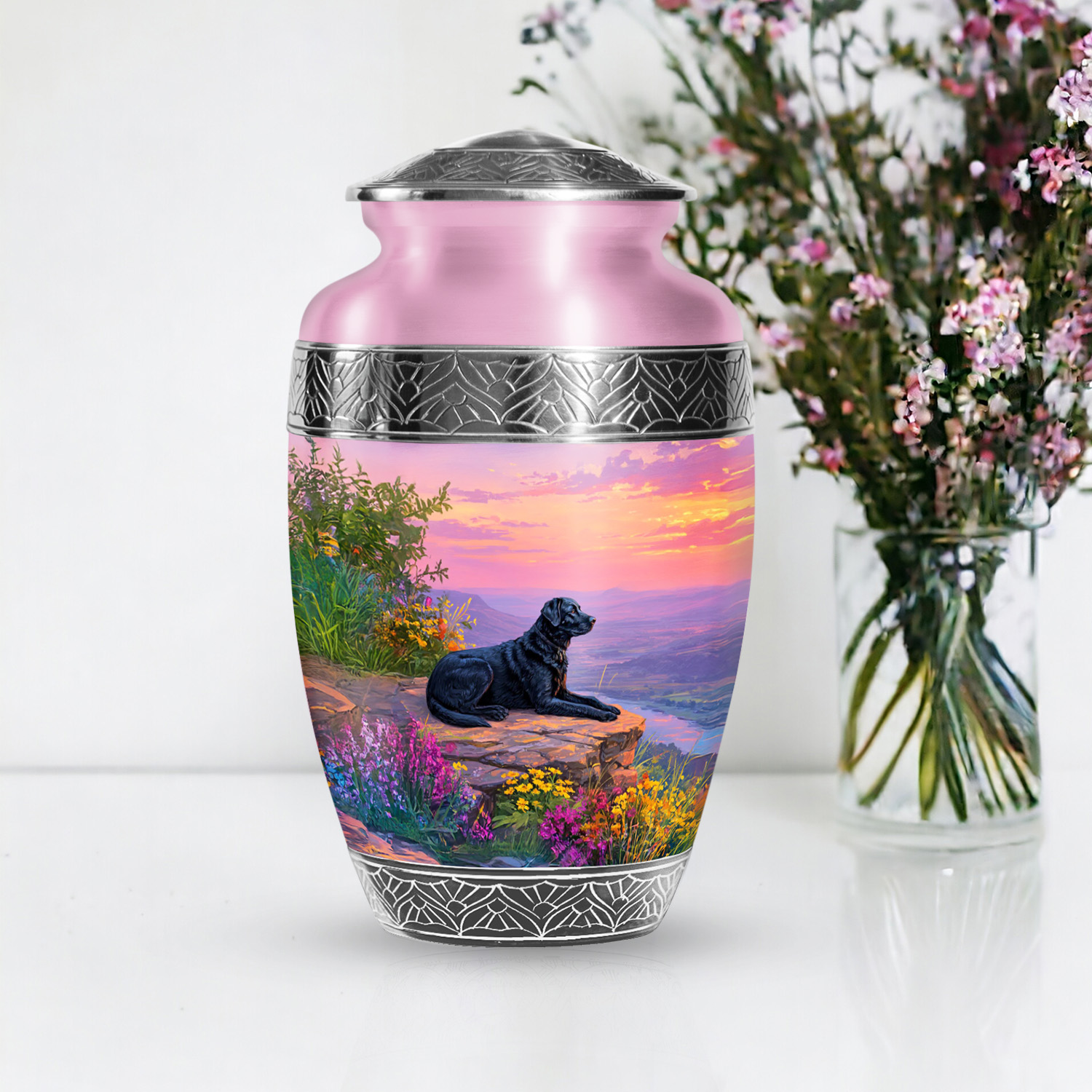 SABURIAL Dog Urn - Perfect Handcrafted Urns For Mom & Dad Ash - Decorative Funeral Urn For Human Ash - Perfect Burial Urns For Female Ashes - 10 Inch Large With Velvet Bag