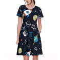 thumbnail image 1 of Bixox Robe d'Été à Manches Courtes pour Femmes Robe Ample Longueur Genou avec Poches-Espace, 1 of 7