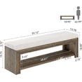 thumbnail image 2 of TRIBEWOOD 55 Inch Upholstered Bedroom Bench with Teddy Fleece Cushion, Farmhouse Solid Wood End of Bed Bench with Storage Shelf, 2 of 6