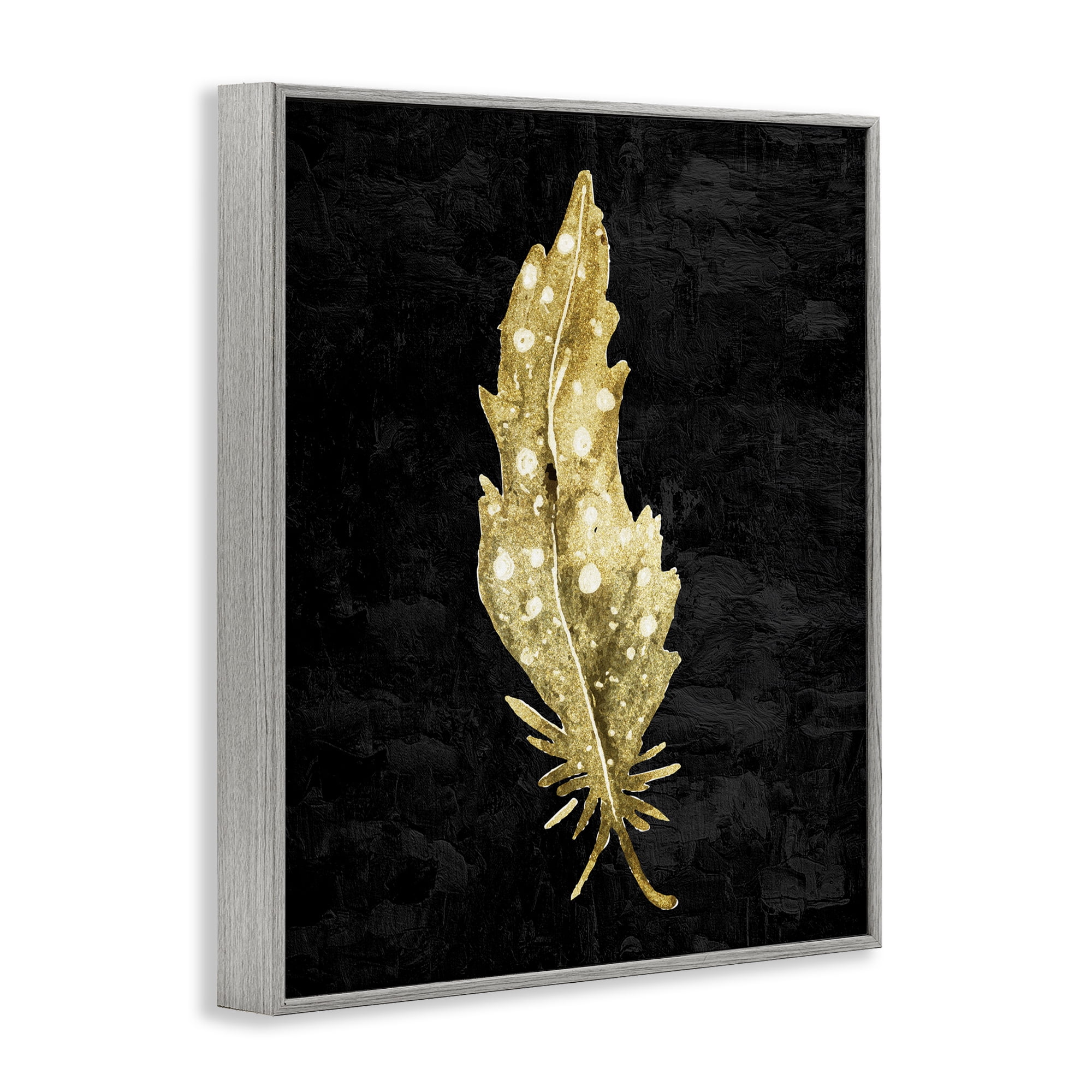 Feather On Black Gray Framed Giclee Art, design by Kim Allen