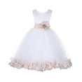 thumbnail image 2 of Ekidsbridal Girl Formal Flower Girl Dress - White Floral Rose Petals Dress with Tiebow 302T-A (Size: S-16), 2 of 3