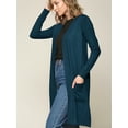 thumbnail image 3 of Made by Johnny Women's Essential Long Sleeve Solid Open Front Long Knited Cardigan Sweater with Pocket for Women XXL TEAL, 3 of 6