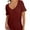 Wine red, variant on Womens Deep V Neck T Shirts Casual Short Sleeve Loose Fit Basic Fashion Tee