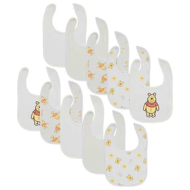 Baberos para bebés Disney Winnie the Pooh, paquete de 10 unidades, algodón suave