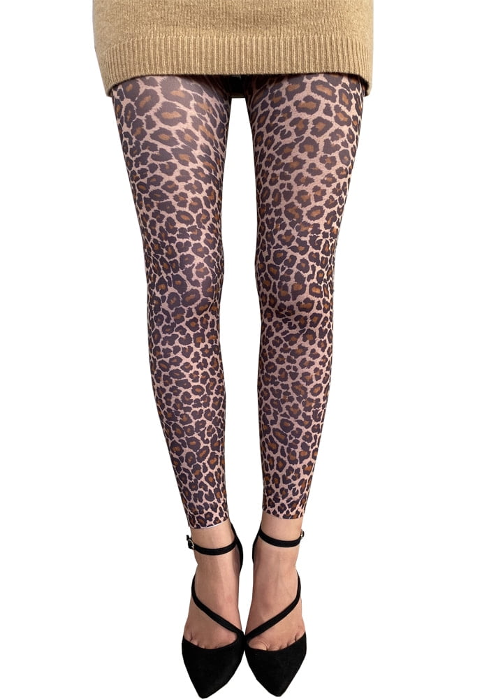 nietig Zuidelijk verwijderen Beige Leopard Footless Tights for Women Malka Chic - Walmart.com