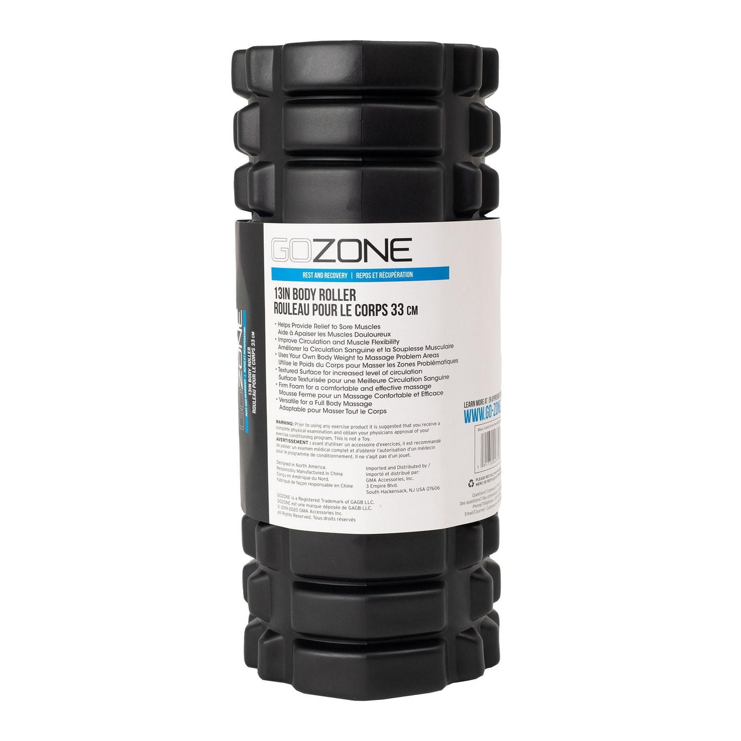 Rouleau pour le corps 33 cm GoZone – Noir Surface texturée double