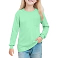 thumbnail image 2 of Cowsor Girl's Crew Neck Solid Color Sweatshirts with No Hood Casual Color Block Long Sleeve Pullover Tops, 2 of 7