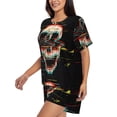 thumbnail image 2 of Wukai Glitch Screaming Skull Print Women's Pajama Set - Short-Sleeve Top and Shorts with Elastic Waistband and Pockets for Loungewear, Yoga, and Casual Wear-4X-Large, 2 of 8