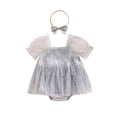 thumbnail image 1 of Gupgi Barboteuse à Franges pour Bébé Fille Robe à Manches Courtes avec Bandeau et Franges à Sequins, 1 of 8