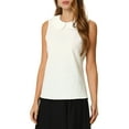 thumbnail image 4 of INSPIRE CHIC Women's Peter Pan Collar Blouse Casual Sleeveless Jacquard Floral Tank Top XS White, 4 of 6