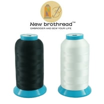 New brothread Set of 2 (Black White) Huge Spool 5000M (5500Y) Bobbin Thread for Embroidery and Sewing Machines