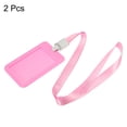 thumbnail image 3 of Uxcell 4.3"x2.7" ABS Vertical Slide Cover ID Badge Holders with Lanyard Pink 2Pack, 3 of 6