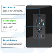 Black GFCI Outlet 20Amp 3PK,Nineleaf Black Outlets Receptacles,GFI Electrical Outlet with LED Indicator,Weather Resistant WR,Ground Fault Circuit Interrupters,120V,Wall Plates and Screws Included,ETL