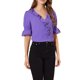 thumbnail image 5 of Blusa de chiffon semitransparente con volantes en el cuello en V y mangas de globo para mujer Inspire Chic, talla XS, color violeta, 5 of 8