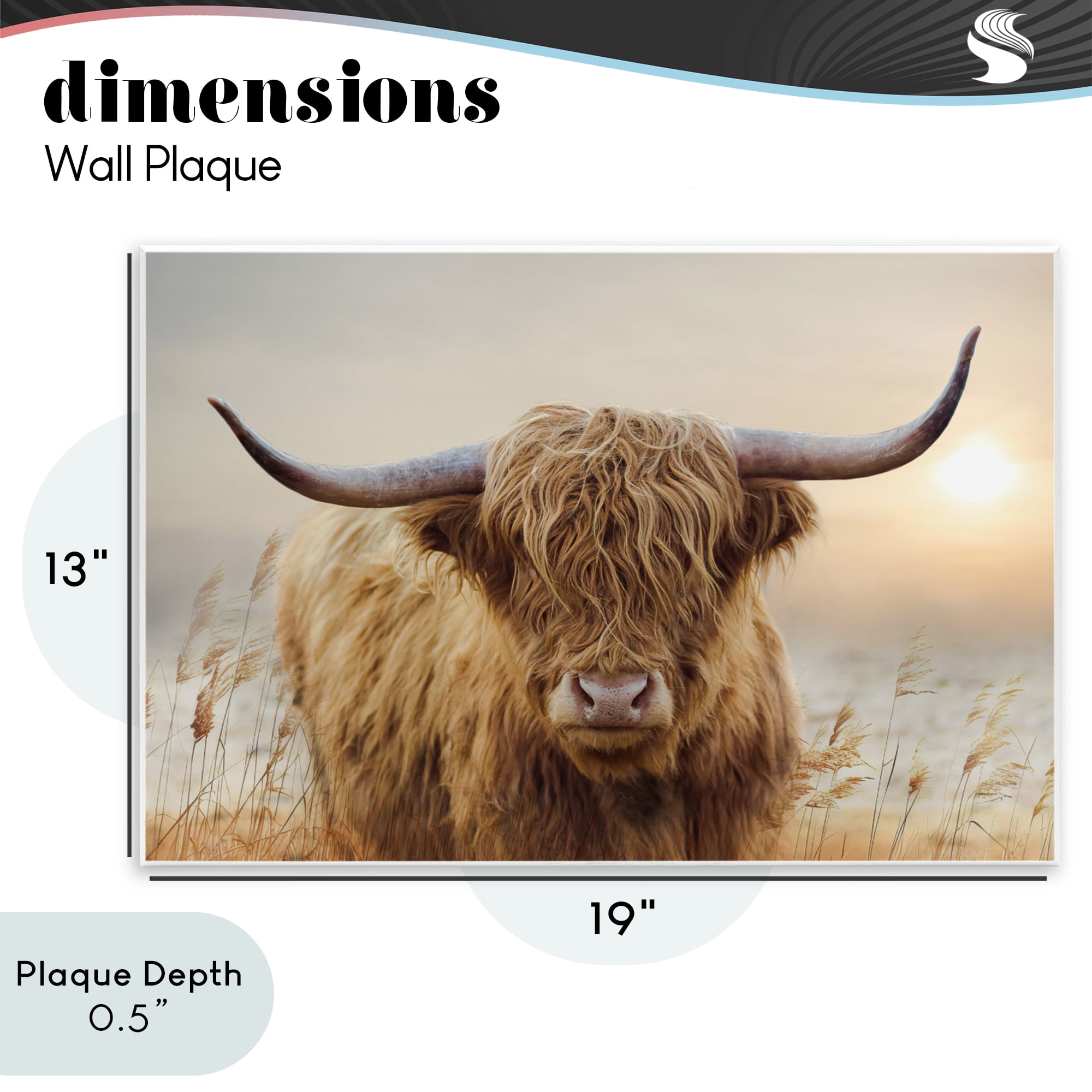Stupell Industries Highland Cow & Warm Sunset Wall Plaque Art, design by CAD Designs