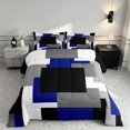 thumbnail image 2 of Manfei Abstract Geometric Block Full Size Comforter Sets, Geometric Theme Bedding Comforter Set, Blue Black Gray White, Black Reversible 3pcs, 1 Comforter and 2 Pillowcases, 2 of 6