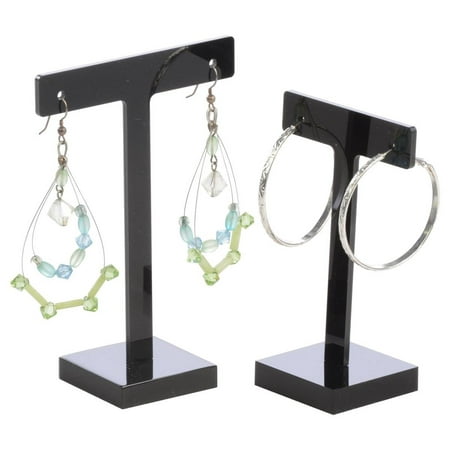 Displays2go Earring Holder Stand T Bar Fits 1 Single Pair Of Earring Holder Stand T Bar Fits 1 Single Pair Of Earrings Black