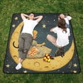 thumbnail image 5 of Little Girl Cats and Moon Stars Beach Blanket Outdoor Picnic Mat Sandproof Waterproof Foldable for Camping Travel Hiking, 5 of 6