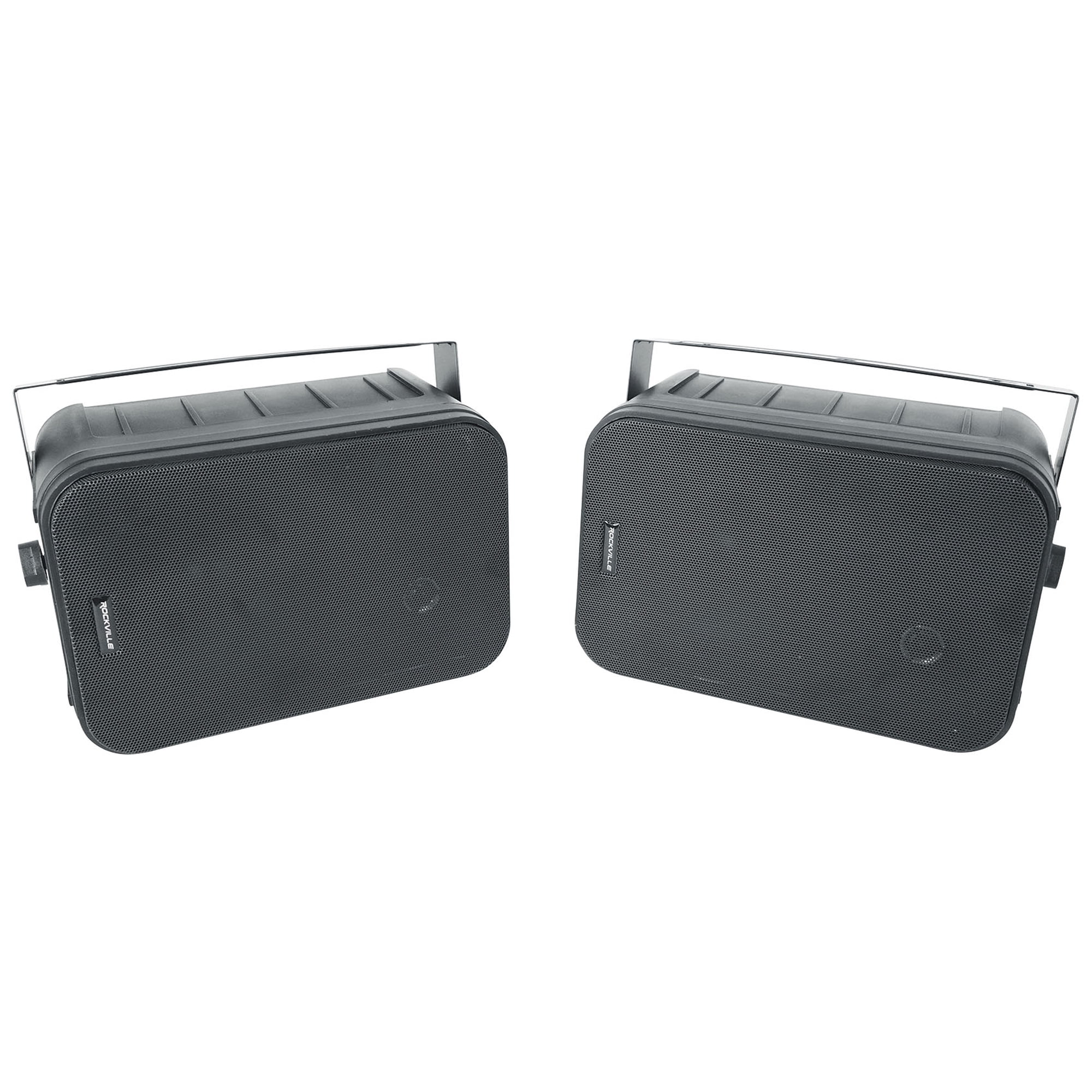 Rockville HP65S-8 Black Comm 6.5 in 500W Indoor Outdoor Wall Speakers, 8 Ohm, Swivel Brackets, for Restaurant Bar Cafe, 2-Pair