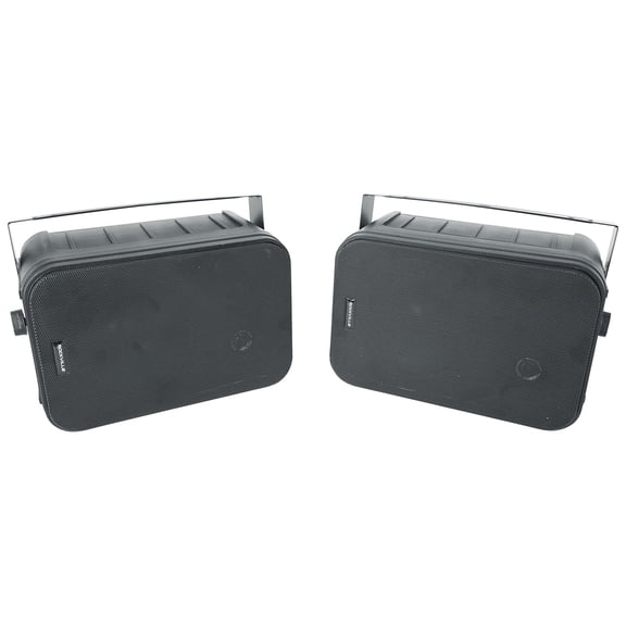 Rockville HP65S-8 Black Comm 6.5 in 500W Indoor Outdoor Wall Speakers, 8 Ohm, Swivel Brackets, for Restaurant Bar Cafe, 2-Pair