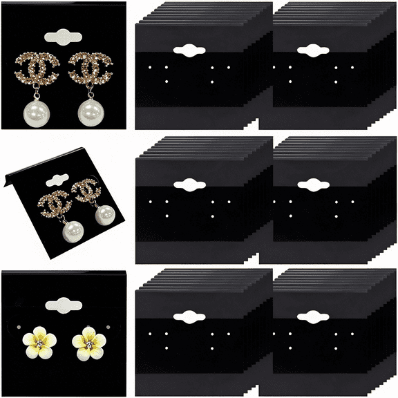 CCOCC 200 Piece Black Earring Card Holders with Back Hook,Earring Cards for Jewelry Display and Organization