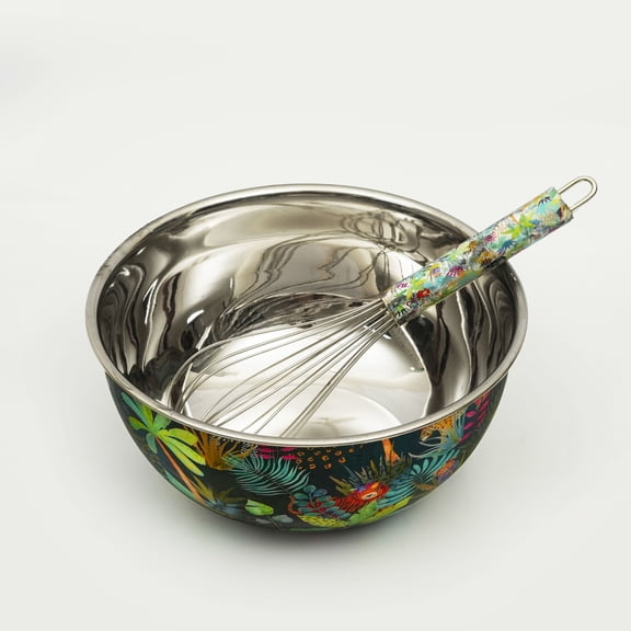 Mela Artisans Bowl & Whisk Set Rainforest Bloom/Enamel Print