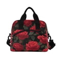 thumbnail image 2 of Insulated Crossbody Lunch Bag 10L Lunch Tote with Adjustable Shoulder Strap for Work Office Picnic Red Roses Pattern, 2 of 6