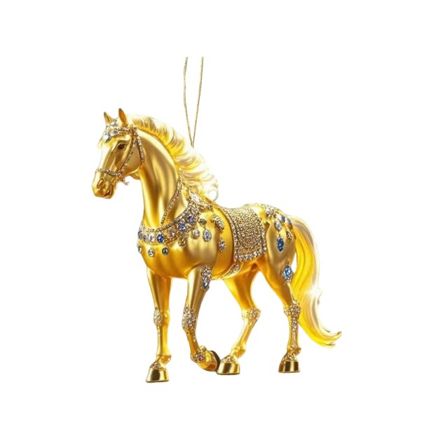 Colgante de caballo 2D acrílico realista, adorno navideño con lazo para colgar, ideal para amantes de la equitación.