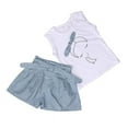 thumbnail image 5 of LUOGENLI Girls Summer Outfits 5T 4th of July Kids Girls Cute Bow Girl Pattern Shirt Top Grid Shorts Set Clothing Girl Summer Outfits Size 8/9 Girl Summer Outfits Size 10-12 130, 5 of 9