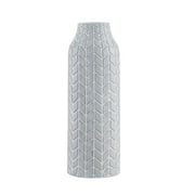 Chevron Chic Tall Gray Ceramic Vase 14.75"H