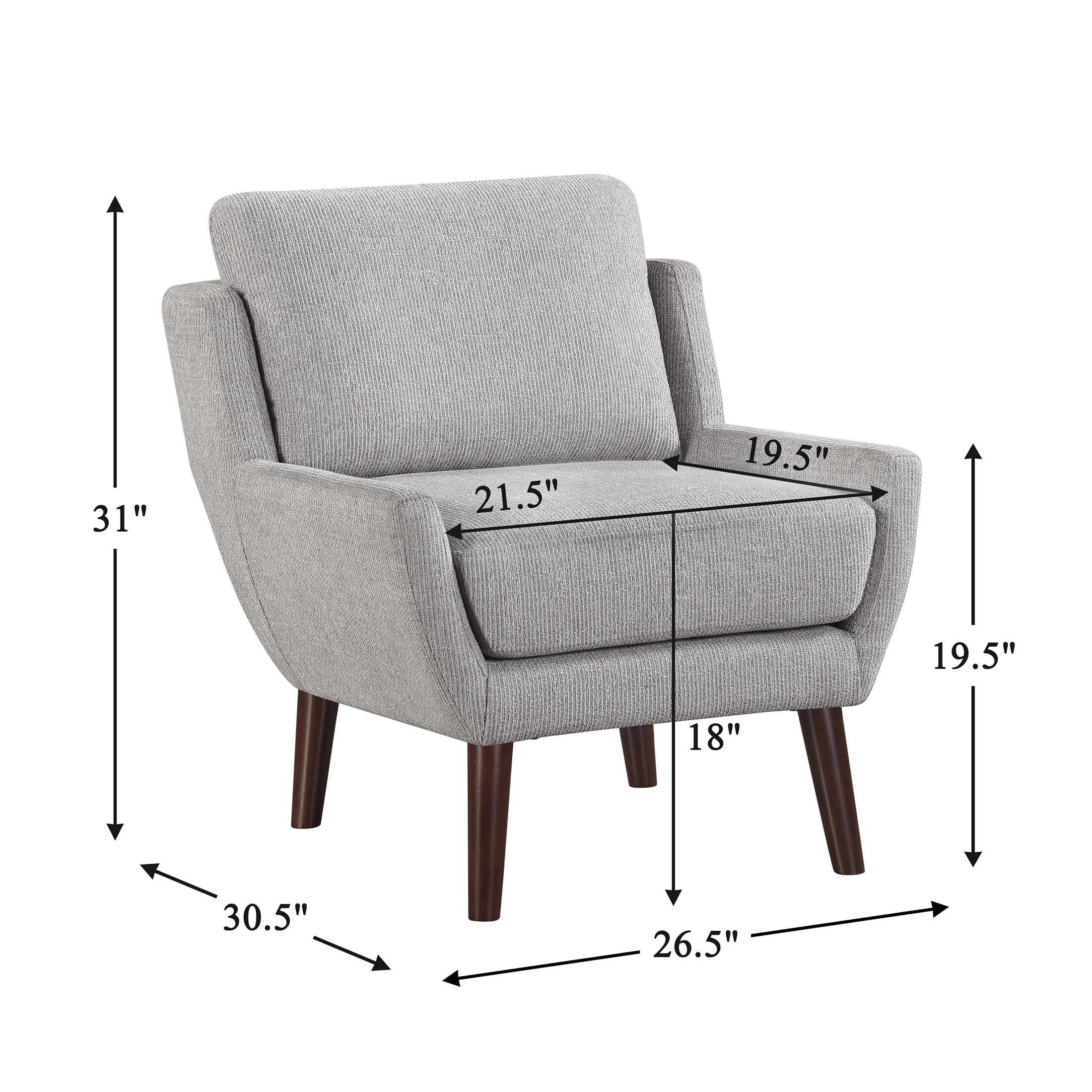 OakvillePark Silverquartz Chenille Accent Chair, Gray