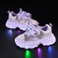 thumbnail image 5 of Dakaela 6M-6Y Girls Light Up Sneakers Sparkly Rhinestone Bow Thick Cushioned Sole Running Shoes for Toddler Little Kids, 5 of 9