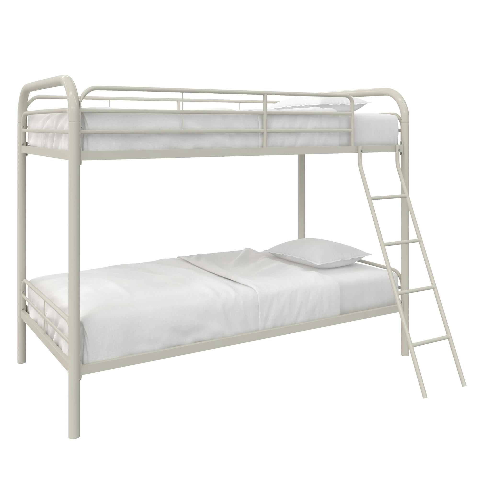 DHP Dusty Twin over Twin Metal Bunk Bed with Secured Ladder, Off White
