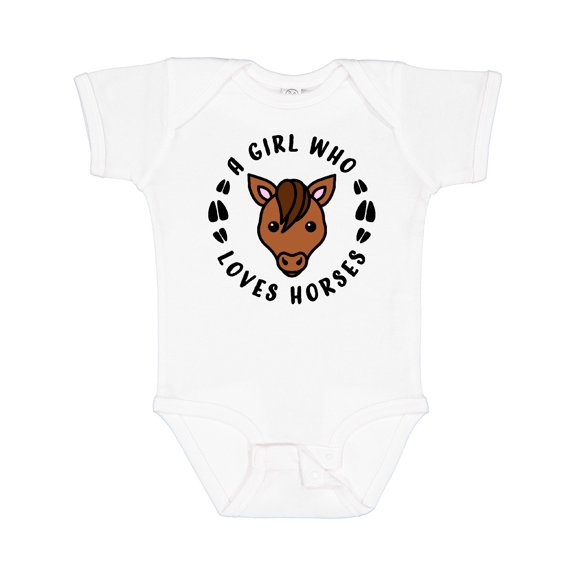 Inktastic A Girl Who Loves Horses Boys or Girls Baby Bodysuit