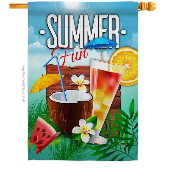 Ornament Collection H192070-BO Cool Summer Drinks Beverages Cocktail 28 x 40 in. Double-Sided Decorative Vertical House Flags for Decoration Banner Garden Yard Gift