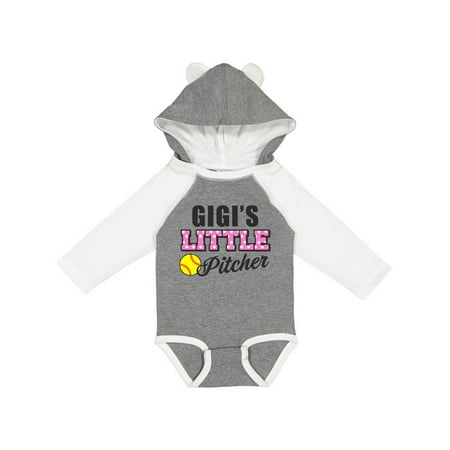 

Inktastic Gigis Little Pitcher Softball Gift Baby Girl Long Sleeve Bodysuit