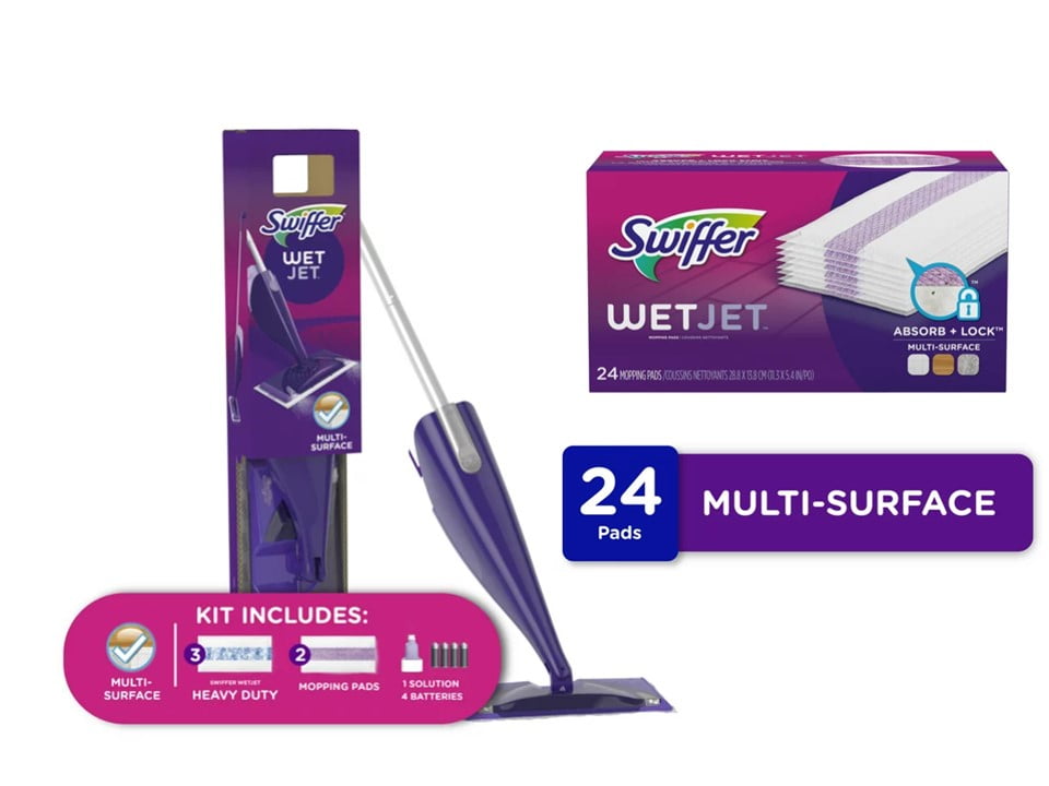 Swiffer WetJet Mop Starter Kit & Swiffer WetJet Multi Surface Mopping